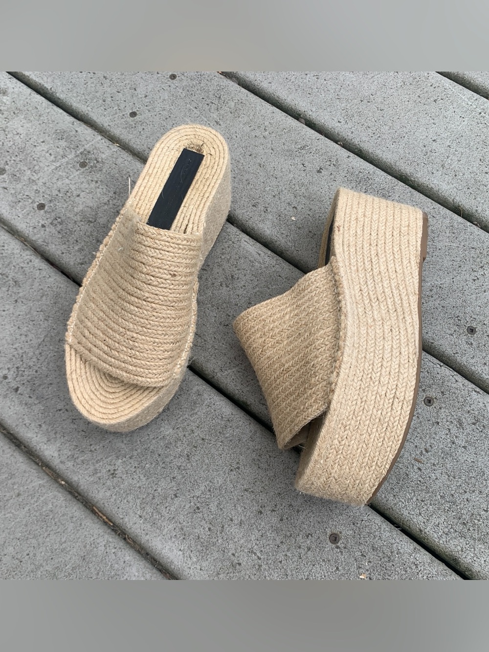 Woven Slide Platform Sandals | Natural Woven Platforms